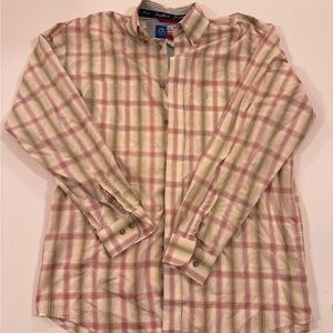 George Strait Wrangler Red and Cream Plaid Casual Shirt